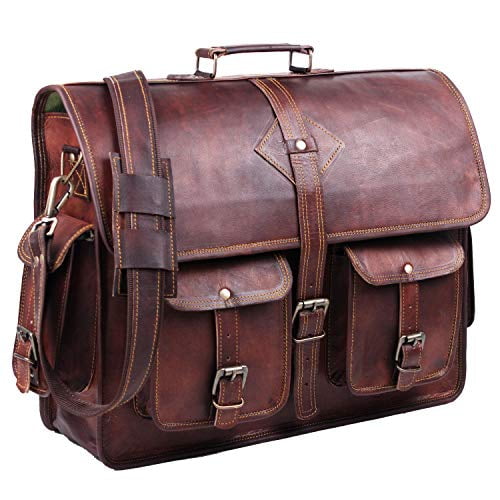 Men's Retro Rare Vintage Brown Leather Messenger Bag Shoulder Laptop Briefcase 